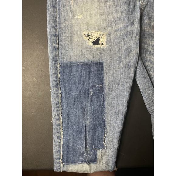 Vintage Women’s Guess Skinny Mid Distressed Patched Jeans Size 26x31 - Picture 3 of 12